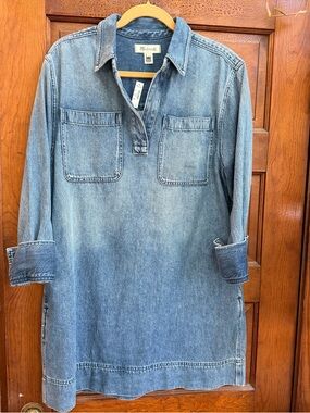 Madewell Washed Blue Denim Tunic Mini Dress